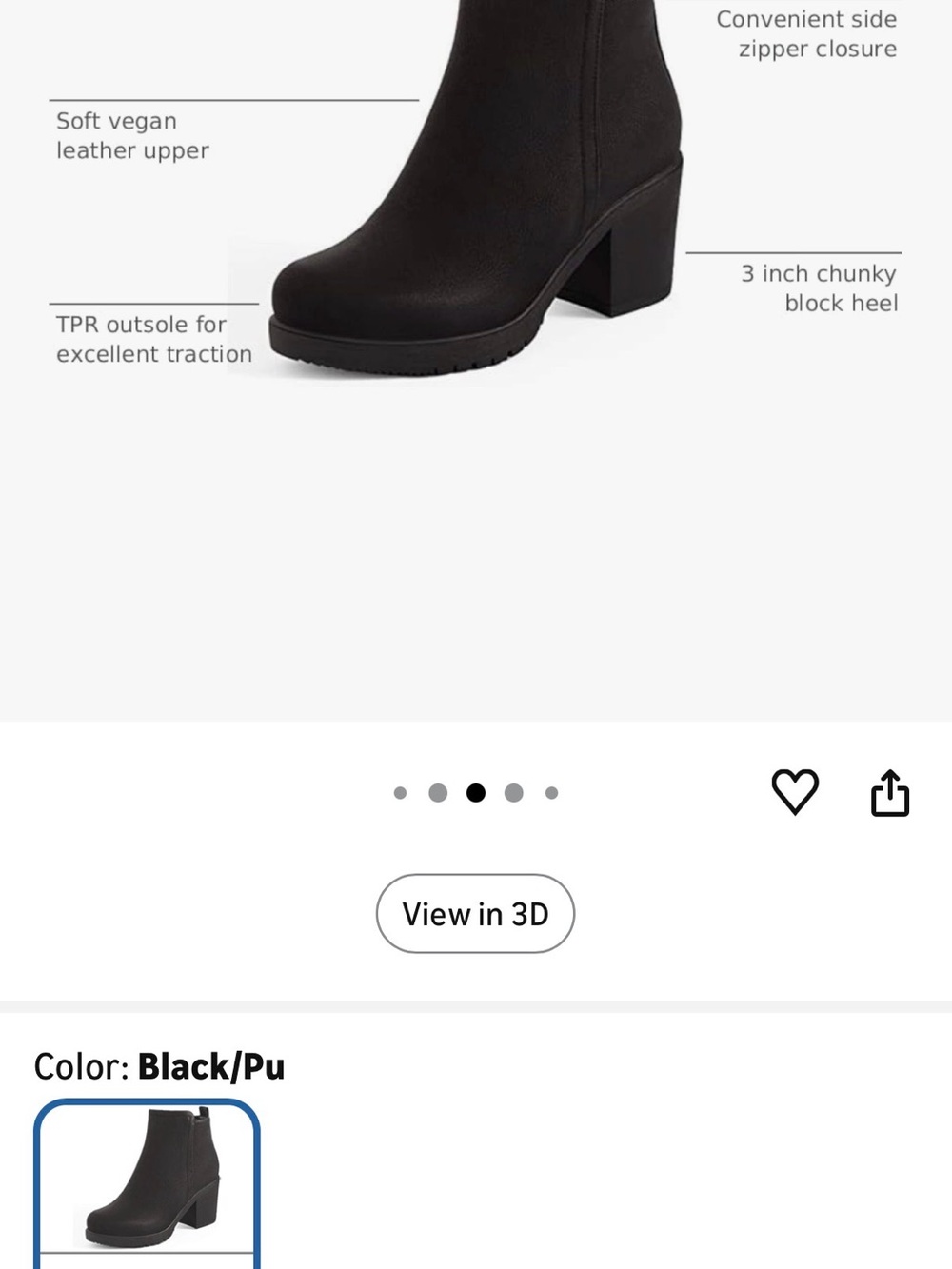 Dream Pairs Black Chunky Heel Ankle Booties - Picture 2 of 5